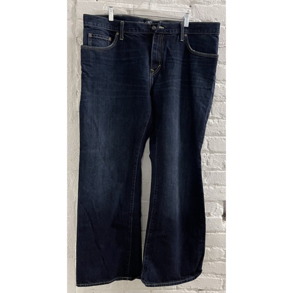 Old Navy Men's Blue Cotton Blend Dark Wash Authentic Loose Jeans Size 40x32"